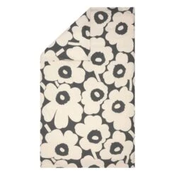 Marimekko Unikko Duvet Cover, 150 X 210 Cm, Charcoal - Off-white
