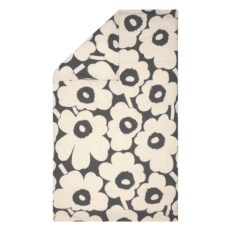 Marimekko Unikko Duvet Cover, 150 X 210 Cm, Charcoal - Off-white 3 Marimekko Unikko Duvet Cover, 150 X 210 Cm, Charcoal - Off-white