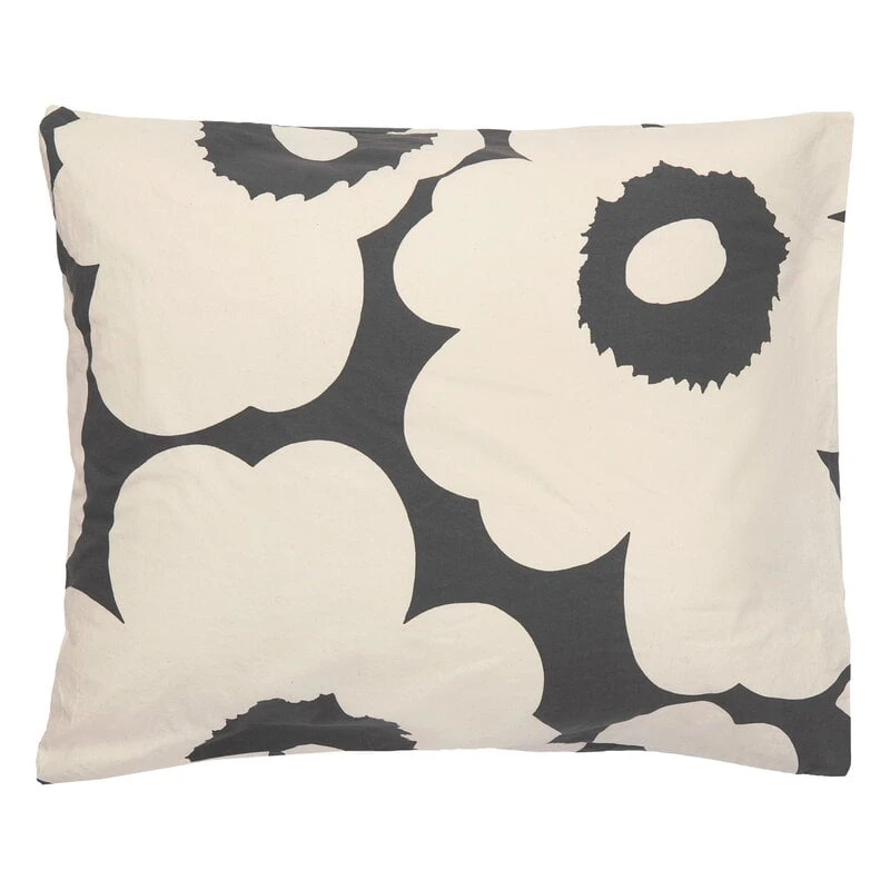 Marimekko Unikko Pillowcase, 50 X 60 Cm, Charcoal - Off-white 3 Marimekko Unikko Pillowcase, 50 X 60 Cm, Charcoal - Off-white