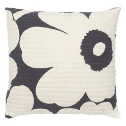 Marimekko Unikko Cushion, 60 X 60 Cm, Charcoal - Off-white