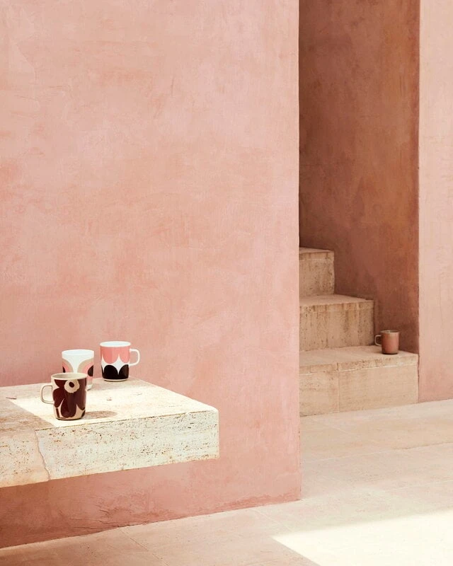 Marimekko Oiva - Unikko Mug, 2,5 Dl, 2 Pcs, Terra - Dark Red - Powder 4 Marimekko Oiva - Unikko Mug, 2,5 Dl, 2 Pcs, Terra - Dark Red - Powder - Image 2