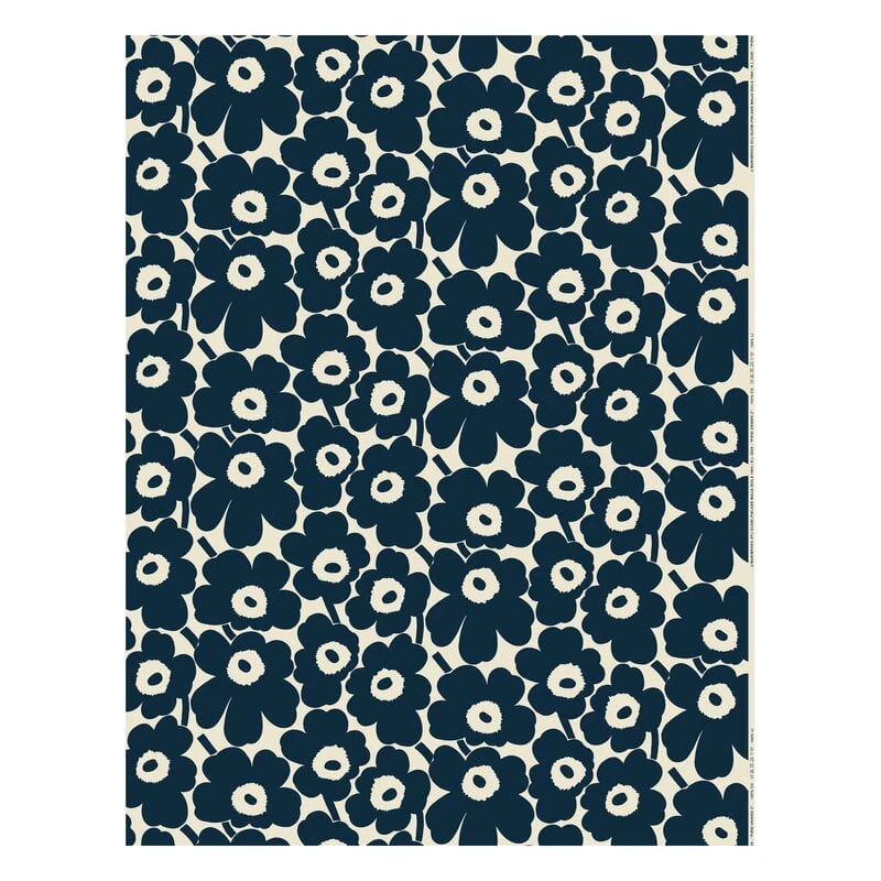 Marimekko Pieni Unikko Coated Fabric, Cotton - Dark Blue 3 Marimekko Pieni Unikko Coated Fabric, Cotton - Dark Blue