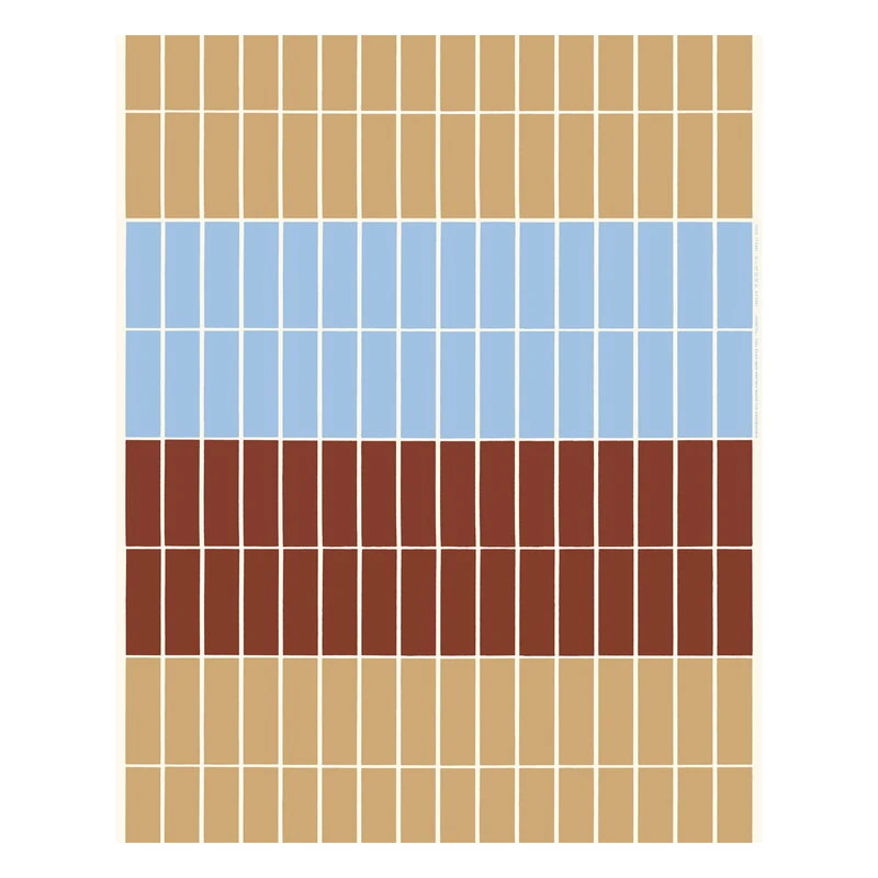 Marimekko Tiiliskivi Fabric, Beige - L.blue - Reddish Brown 3 Marimekko Tiiliskivi Fabric, Beige - L.blue - Reddish Brown