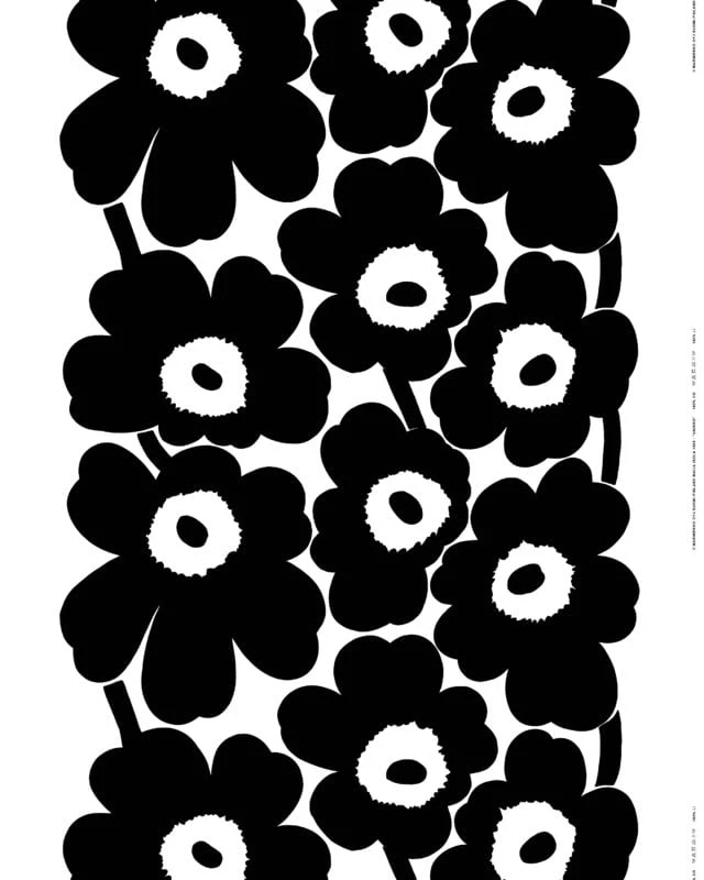 Marimekko Unikko Heavyweight Cotton Fabric, White - Black 4 Marimekko Unikko Heavyweight Cotton Fabric, White - Black - Image 2
