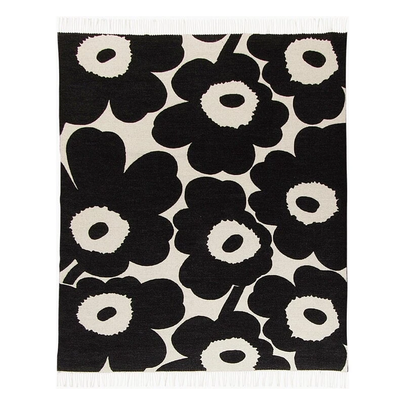 Marimekko Unikko Throw, White - Black 3 Marimekko Unikko Throw, White - Black