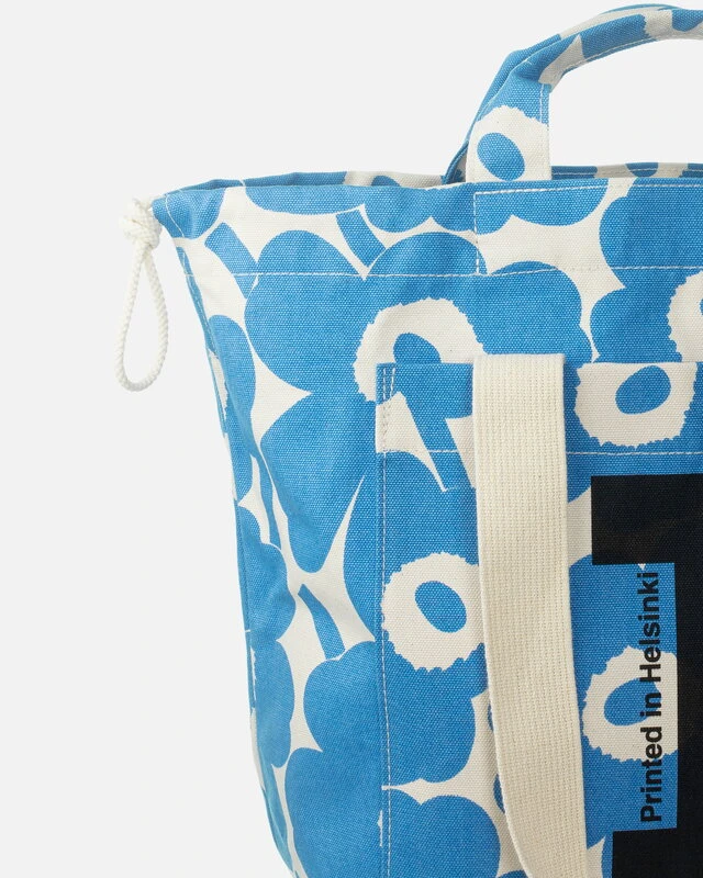 Marimekko Mono City Tote Unikko Shoulder Bag, Cotton - Light Blue 8 Marimekko Mono City Tote Unikko Shoulder Bag, Cotton - Light Blue - Image 6