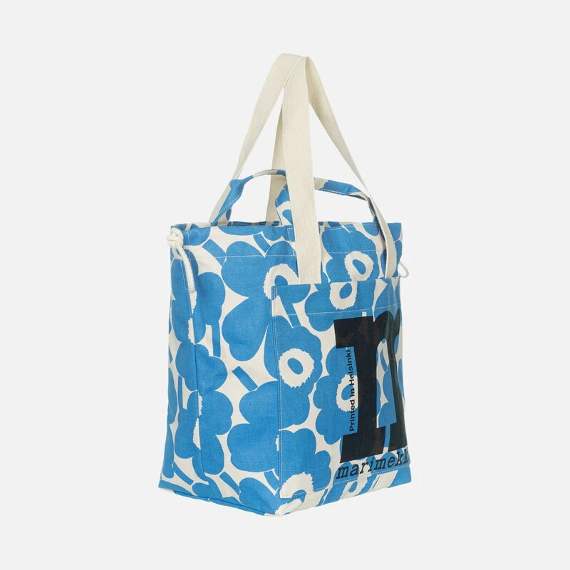Marimekko Mono City Tote Unikko Shoulder Bag, Cotton - Light Blue 4 Marimekko Mono City Tote Unikko Shoulder Bag, Cotton - Light Blue - Image 2