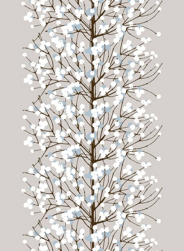 Marimekko Lumimarja Fabric, Beige - Brown - Blue 4 Marimekko Lumimarja Fabric, Beige - Brown - Blue - Image 2