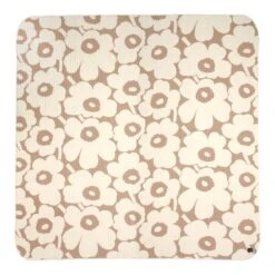 Marimekko Unikko Double Bed Cover, 260 X 260 Cm, Beige - Natural White
