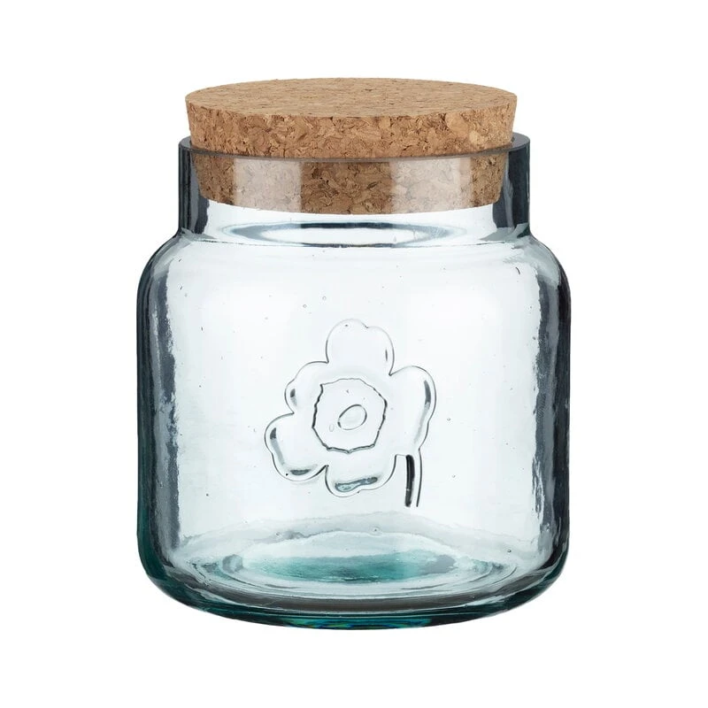 Marimekko Oiva - Unikko Jar, Small, Recycled Glass - Cork 3 Marimekko Oiva - Unikko Jar, Small, Recycled Glass - Cork