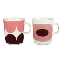 Marimekko 44 Marimekko Oiva - Härkä Melooni Mug, 2,5 Dl, 2 Pcs, White-red-powder-clay