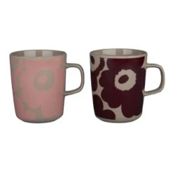 Marimekko 33 Marimekko Oiva - Unikko Mug, 2,5 Dl, 2 Pcs, Terra - Dark Red - Powder