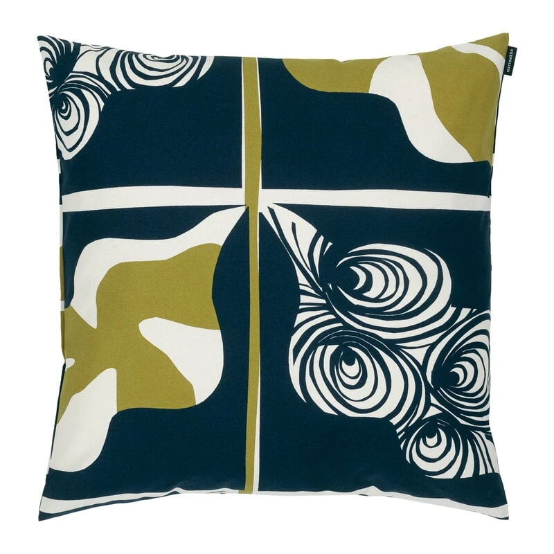 Marimekko Rukinlapa Cushion Cover, 50 X 50 Cm, Dark Blue - Olive - Cotton 3 Marimekko Rukinlapa Cushion Cover, 50 X 50 Cm, Dark Blue - Olive - Cotton