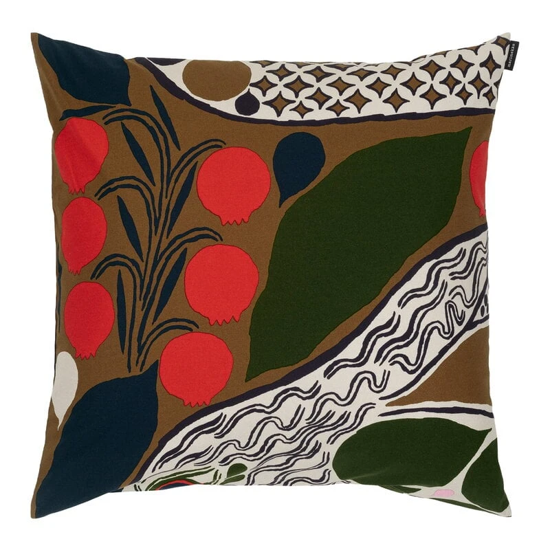 Marimekko Rusakko Cushion Cover, 50 X 50 Cm, Brown - Dark Blue - Red 3 Marimekko Rusakko Cushion Cover, 50 X 50 Cm, Brown - Dark Blue - Red