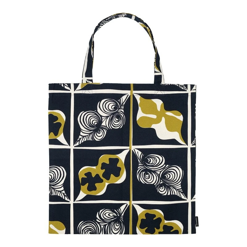 Marimekko Pieni Rukinlapa Bag, Dark Blue - Olive - Cotton 3 Marimekko Pieni Rukinlapa Bag, Dark Blue - Olive - Cotton