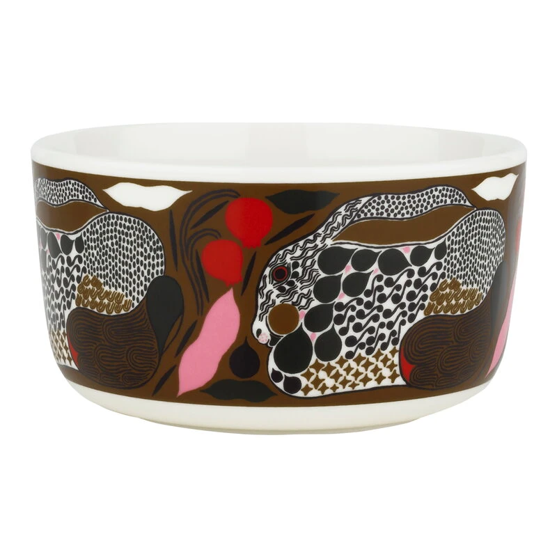 Marimekko Oiva - Rusakko Bowl, 5 Dl, White - Brown - Dark Green - Red 3 Marimekko Oiva - Rusakko Bowl, 5 Dl, White - Brown - Dark Green - Red