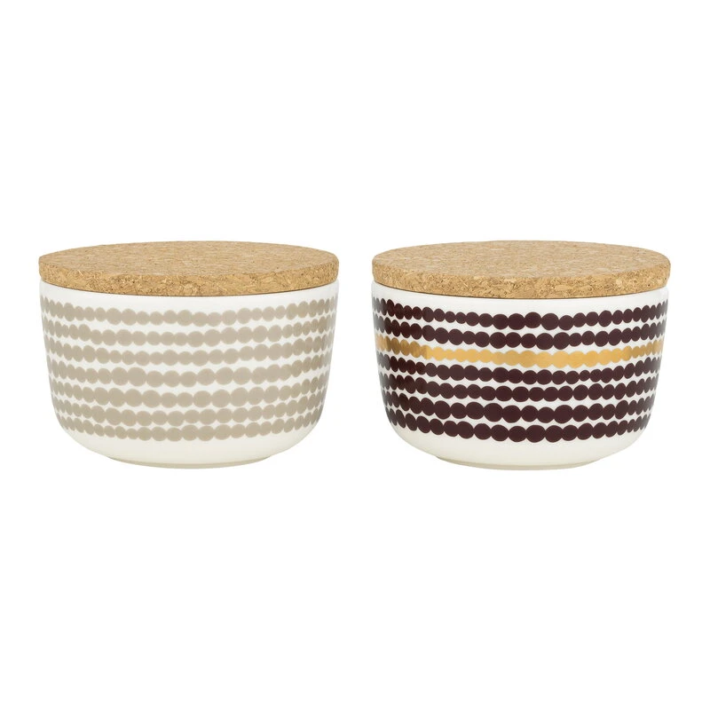 Marimekko Oiva - Siirtolapuutarha Bowl, 2,5 Dl, 2 Pcs, Burgundy-gold-clay