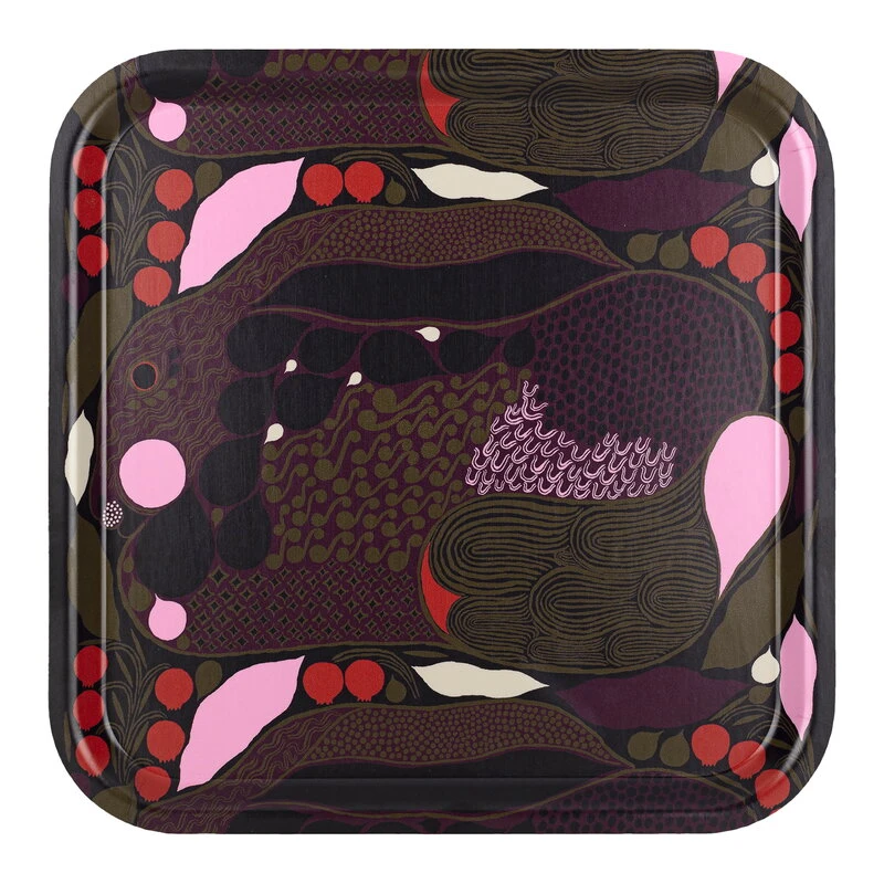 Marimekko Rusakko Tray, 32 X 32 Cm, Olive - Dark Blue - Red 3 Marimekko Rusakko Tray, 32 X 32 Cm, Olive - Dark Blue - Red