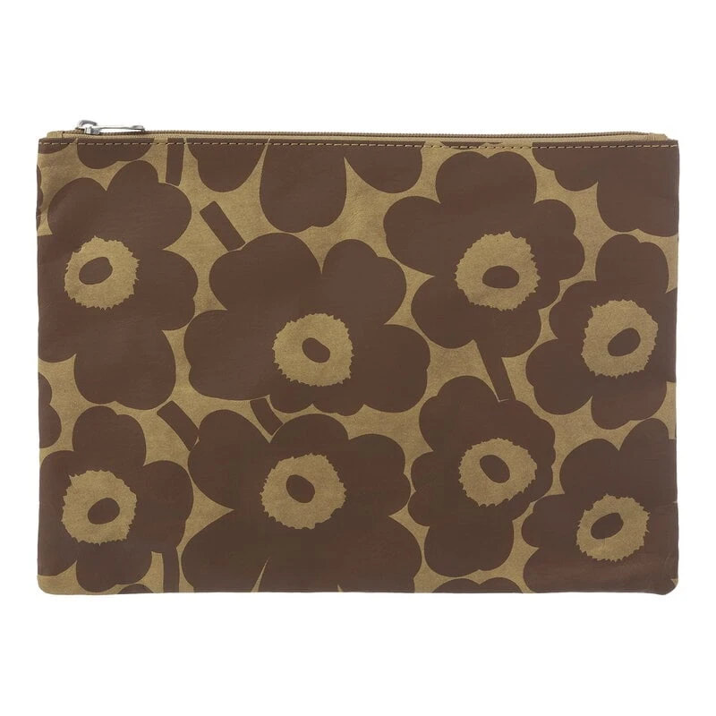 Marimekko Mini Unikko Pouch, A4, Brown - Dark Brown 3 Marimekko Mini Unikko Pouch, A4, Brown - Dark Brown