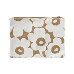 Marimekko Mini Unikko Pouch, A5, Brown - Natural White