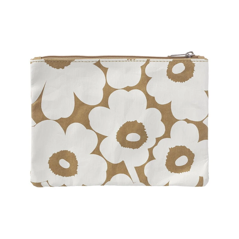 Marimekko Mini Unikko Pouch, A5, Brown - Natural White 3 Marimekko Mini Unikko Pouch, A5, Brown - Natural White