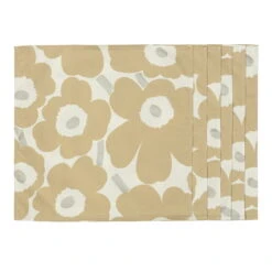 Marimekko Unikko Napkin Set, 6 Pcs, Off-white - Silver - Beige